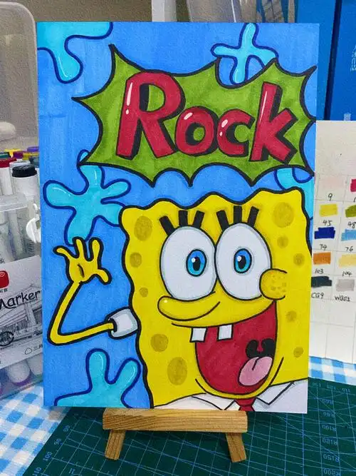 马克笔画海绵宝宝含线稿