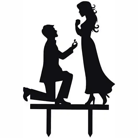 romantic party wedding plastic cake topper black acrylic couple