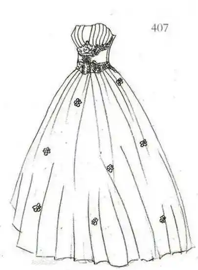 婚纱礼服简笔画短裙