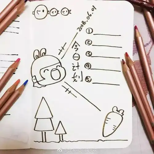 简笔画一组可爱简笔画手账本排版