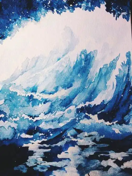 海浪水粉画 海浪水粉画教程步骤