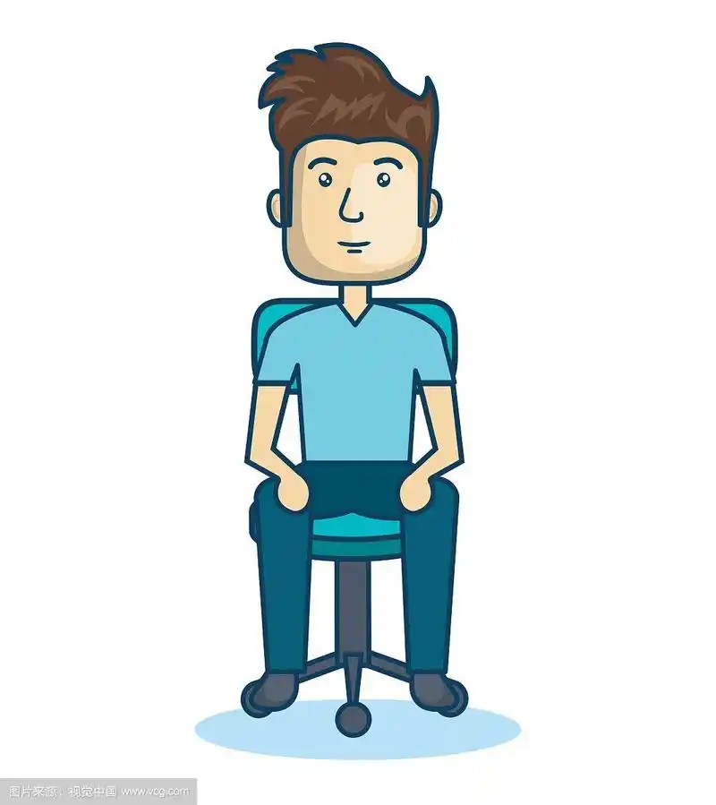 卡通人物坐在孤立的椅子上设计