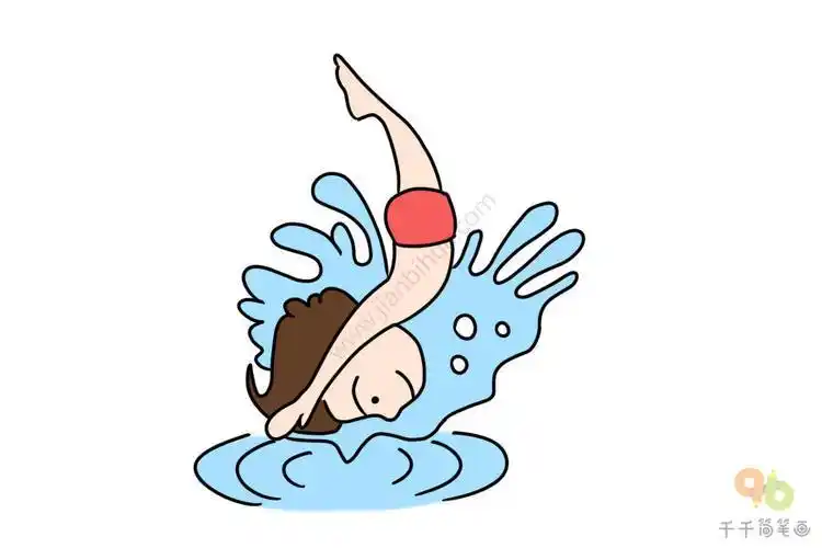 跳水运动员简笔画步骤图线条简单易学二职业人物简笔画侧面跳水简笔画