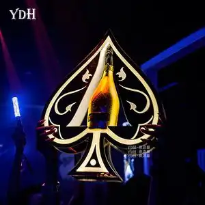 酒吧ktv发光黑桃a香槟酒座激光酒座不锈钢发光洋酒酒座出酒道具