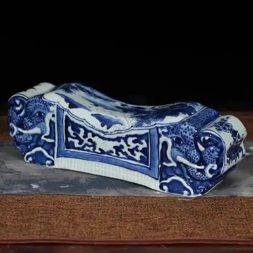 青花陶瓷枕景德镇手绘青花瓷枕头 高雅陶瓷枕头 仿官窑影青瓷器枕头