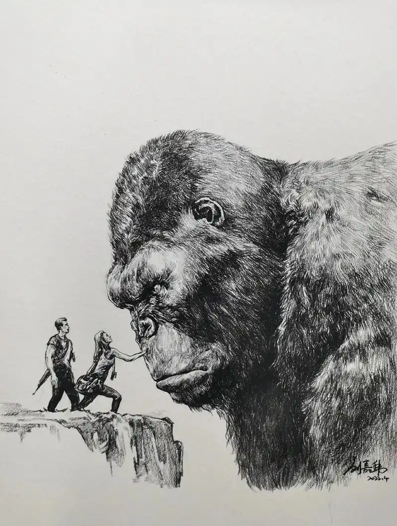 金刚 骷髅岛#速写 #金刚 #金刚骷髅岛  - 抖音