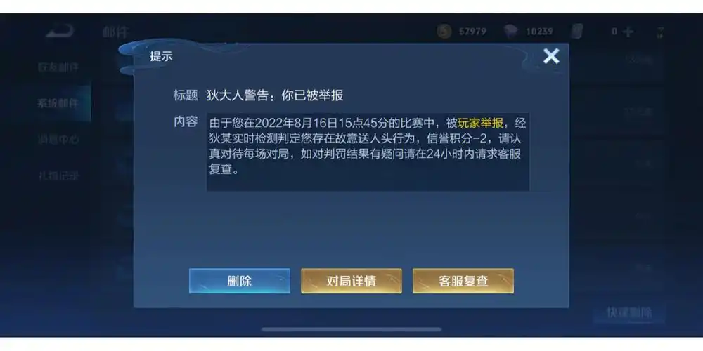 王者荣耀被举报