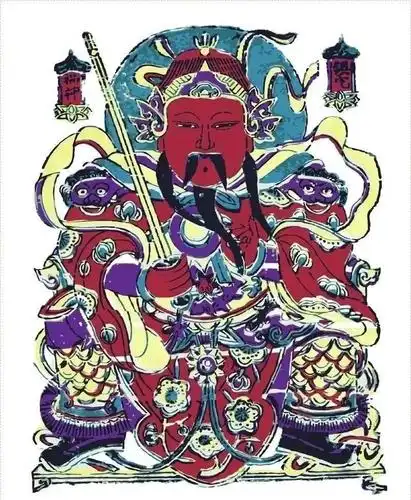 清朝北京地区的一幅独座门神年画,这个镇宅猫盲盒设计灵感来源于还在