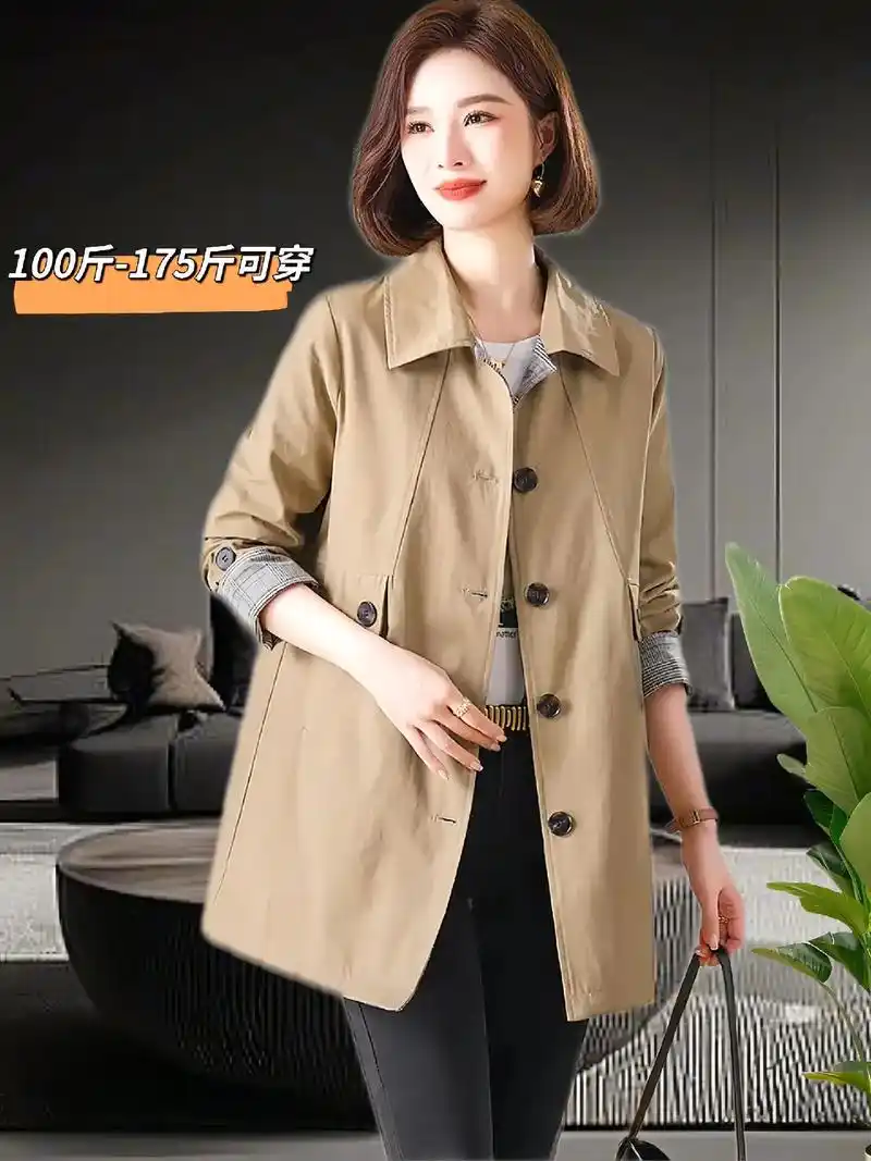 春秋宽松休闲风衣女.