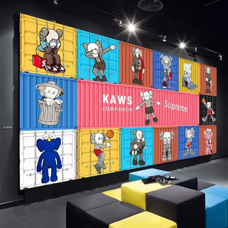 集装箱壁画网红拍照背景墙纸ins风房舞蹈室涂鸦定制#网红背景 - 抖音