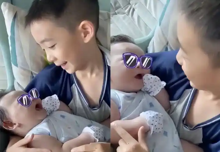 应采儿二胎剖腹产画面曝光,哥哥jasper开心