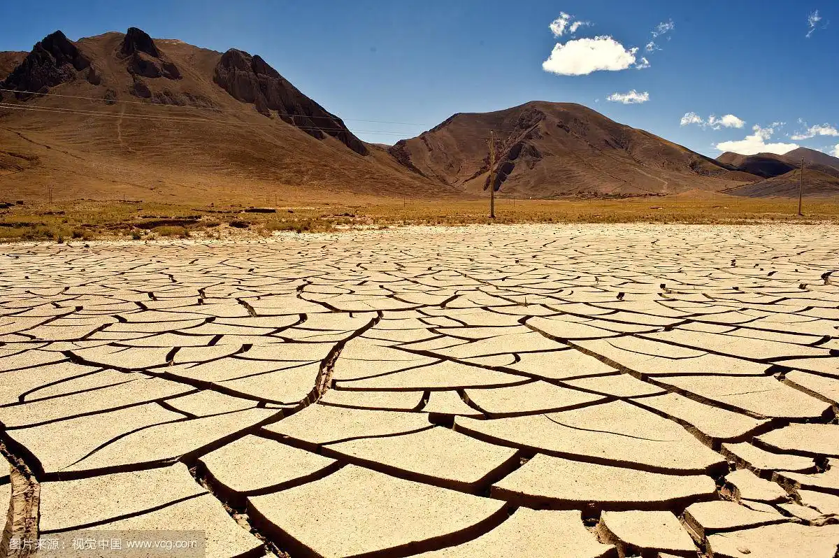 西藏阿里干枯龟裂的土地