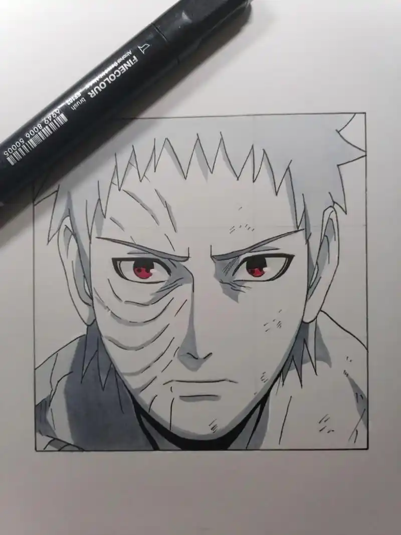宇智波带土教程 #火影忍者# #手绘教程# #带土