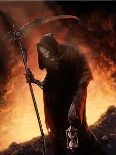 求一个死神回眸的图片手持镰刀,往回看的