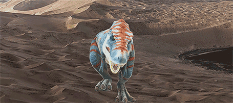 以霸王龙重力一踩作为主视觉动画,场景的震颤强化踩踏效果