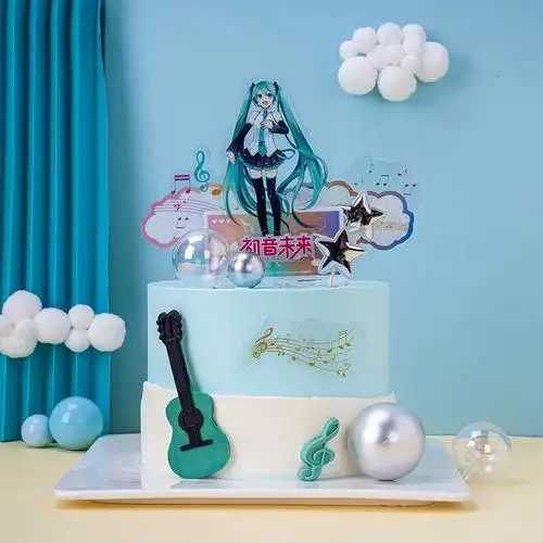 摩根烘焙 蛋糕装饰插旗的优惠券大全—网红动漫二次元初音未来美少女