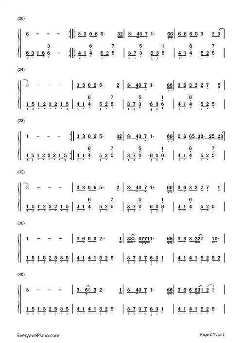 斑马斑马宋冬野双手简谱预览2