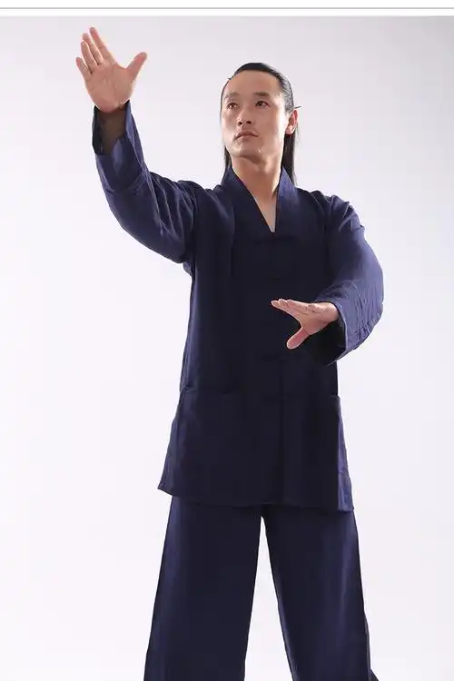 武当道服麻道士服装中国风男女士道袍三宝领道衣太极服春夏秋白色套装