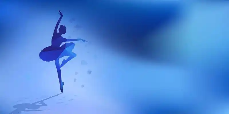 蓝色唯美舞蹈跳舞女孩剪影展板背景红色简约舞蹈人物展板背景梦幻蓝色