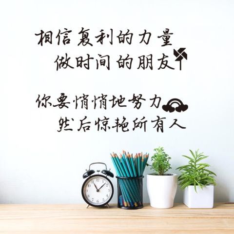 励志文字装饰墙贴复利的力量努力书房激励自粘宿舍墙上布置贴纸