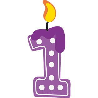 卡通手绘数字1蜡烛
