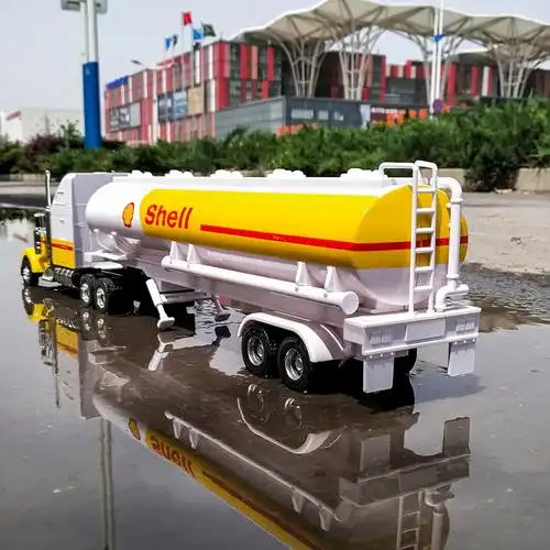 卡车美国牵引车shell油罐车大号合金模型收藏节日车模