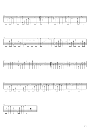 沙滩吉他谱-陶喆-高清六线谱图片谱