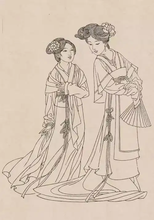 白描仕女图,细腻柔美,形象生动︱艺术名画