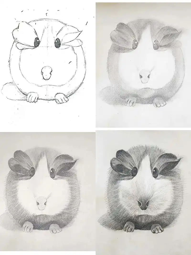 素描小仓鼠来了.#画画 #一起学画画 #简笔画 #素描动物  - 抖音