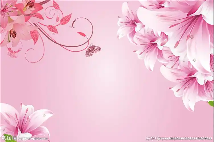 浪漫百合花背景墙图片