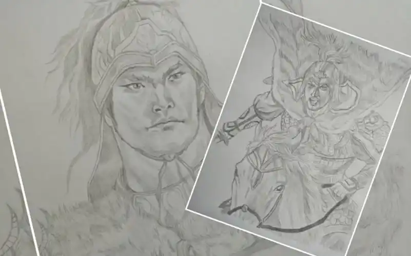 活动作品三国手绘小霸王孙策三国志铅笔手绘