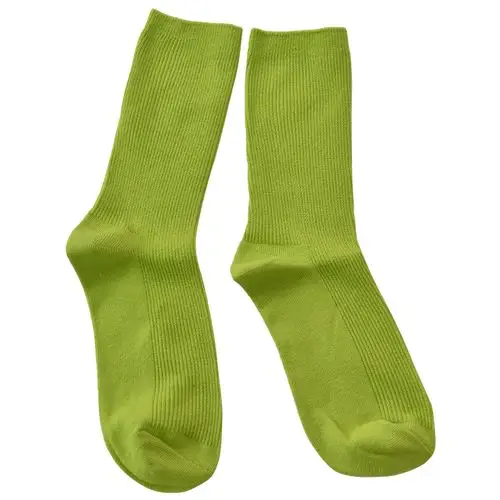 堆堆中筒百搭基础色基荧光纯棉chic春夏韩版中筒袜