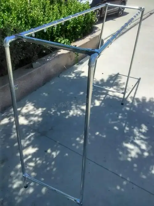 钢管落地单双杆晾衣架镀锌不锈钢水管晾晒架卧室外阳台简易晒被架定制