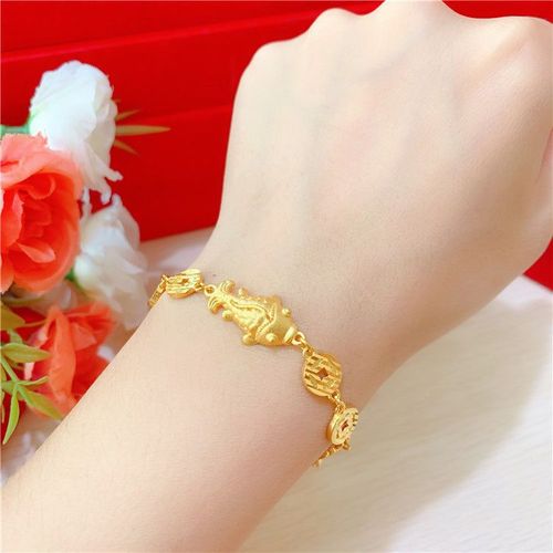 正品足金999转运貔貅手链女24k纯金民族风金钱真金貔貅手链送妈妈