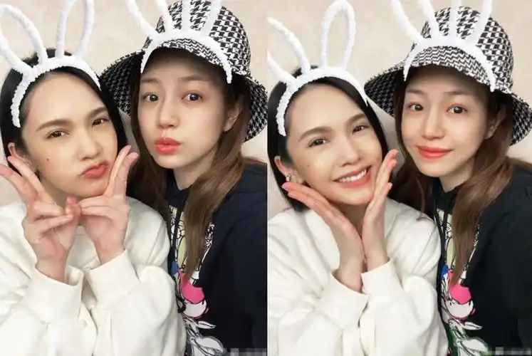 杨丞琳陈妍希怼镜合照,两人嘟嘴卖萌,皮肤白皙水灵似吃了防腐剂