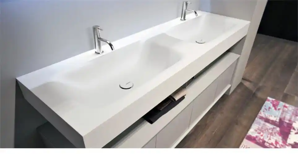 定制杜邦可丽耐一体盆人造石台面浴室柜组合台下盆洗脸盆洗手盆13m单