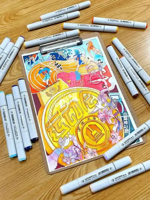 原创马克笔手绘海报《运动会》