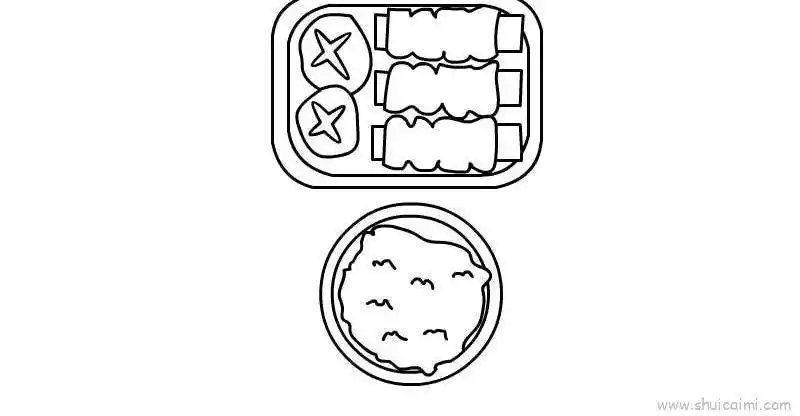 饭菜儿童画怎么画 饭菜简笔画顺序