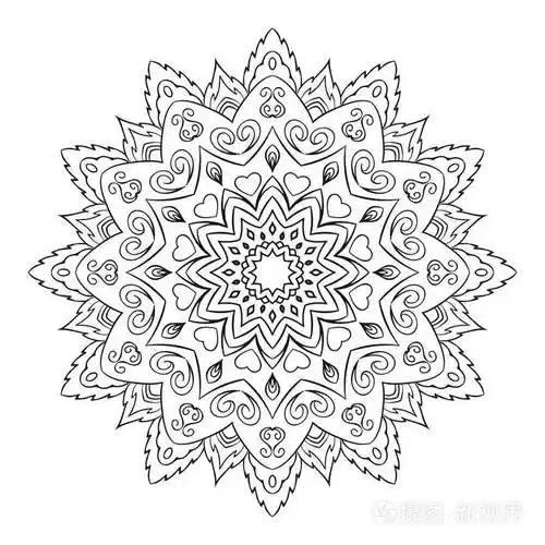 简单的几何曼荼罗标识.万花筒大花蕾插画-正版商用图片0zh6x4-摄图新