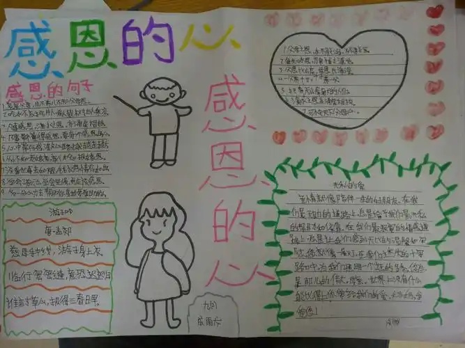 感恩因为有你 ——罗古九年制学校九2班手抄报展评