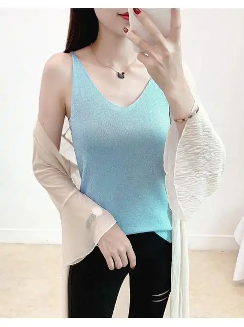 夏季冰丝女背心无袖吊带