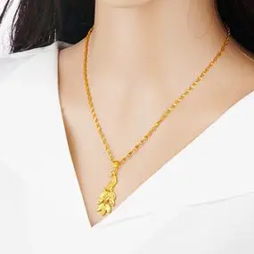 老凤祥云黄金18k凤凰项链女黄金锁骨链吊坠永不掉色延长链条