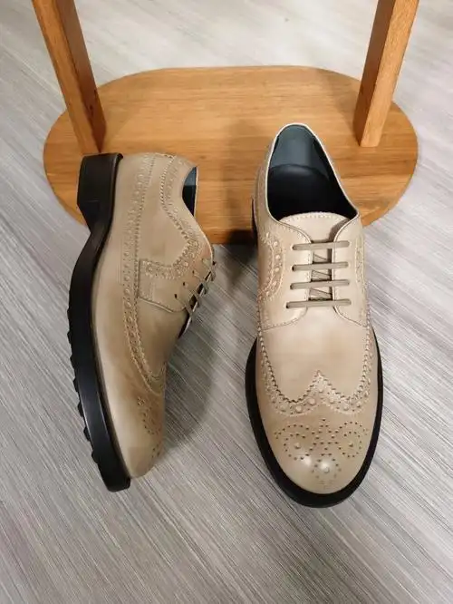 全新〕tods  托德斯 浅驼色巴洛克男士皮鞋 意大利产 经典雕花善计