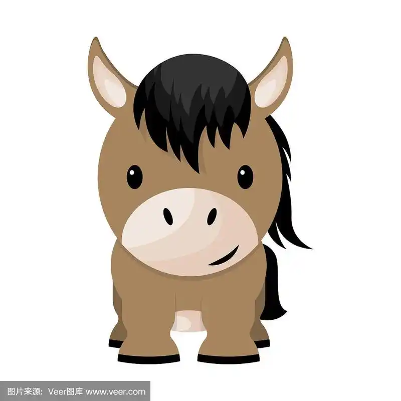 卡通可爱的小马,矢量插图