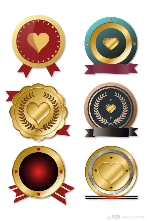 带心形的圆形徽章免抠素材