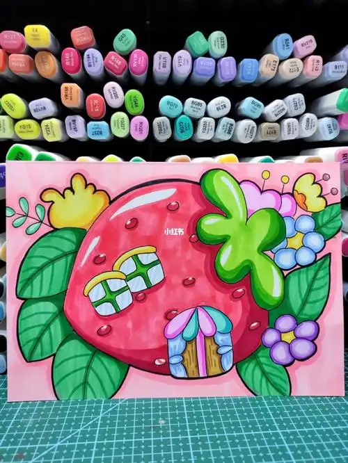 马克笔儿童画创意房子2