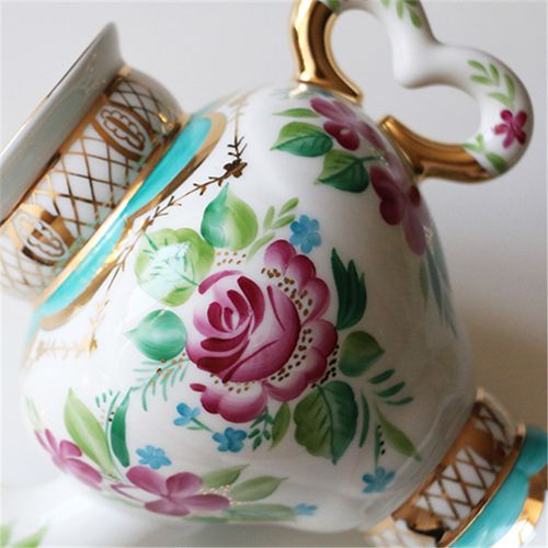 俄罗斯瓷器lomonosov玉枝玫瑰brightday茶壶咖啡壶茶壶