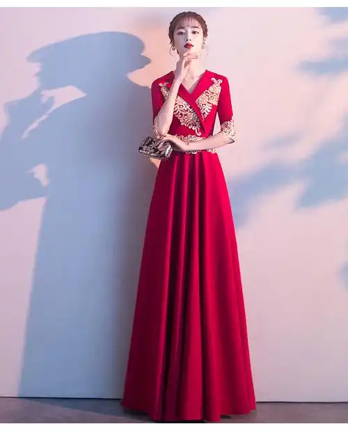 《好货上新》新娘敬酒服2020新款春夏季气质红色长款结婚回门礼服裙女