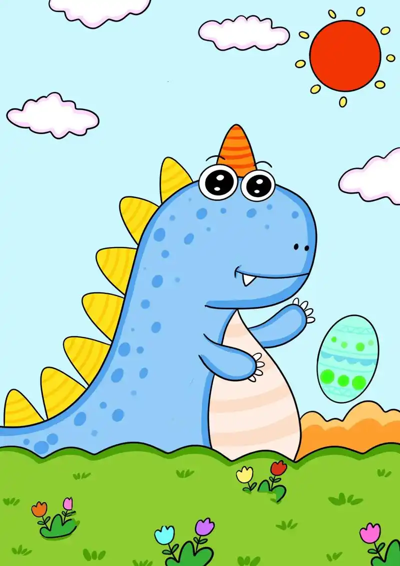 恐龙儿童画 呆萌可爱的小恐龙创意画 恐龙宝宝儿童画