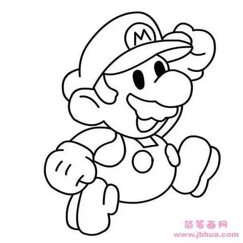 卡通人物马里奥简笔画